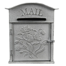 Clayre &amp; EEf Fém postaláda virágos-pillangós 26x10x31cm,szürke postaláda