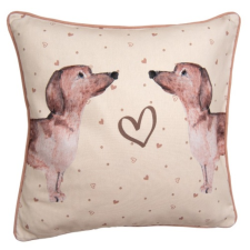 Clayre & EEf Tacskó mintás pamut párnahuzat - 40x40cm - Dachshund Love lakástextília