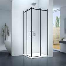 Clear Rezzo fekete 80 x 80 x 195 cm tolóajtós zuhanykabin kád, zuhanykabin