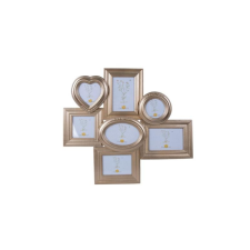 CLEEF.2F0978 Aranyszínű fali képkeret 7 részes 52x2x47cm,10x10cm/10x15cm/9x9cm fényképkeret