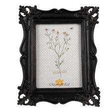 CLEEF.2F1153 Fekete sarokdíszes képkeret, 20x25/13x18cm, műanyag fényképkeret