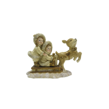 CLEEF.6PR4822 Gyerekek őzikeszánon, 16x7x12cm, műanyag dekorfigura karácsonyi dekoráció