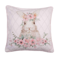 CLEEF.FEB21-1 Párnahuzat 40x40cm, 100% pamut, Flower Easter Bunny lakástextília