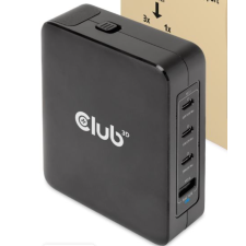 CLUB3D CAC-1917 3x USB-C / USB-A Hálózati töltő - Fekete (140W) mobiltelefon kellék