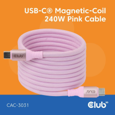 CLUB3D CAC-3031 USB-C Magnetic-Coil 240W Cable 2m Pink kábel és adapter