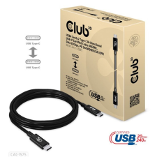 CLUB3D KAB Club3D USB4 Gen3x2 Type-C Bi-Directional USB-IF Certified Cable 8K60Hz, Data 40Gbps, PD 240W(48V/5A) EPR M/M kábel és adapter