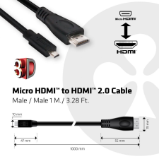 CLUB3D Micro HDMI to HDMI cable 1m Black kábel és adapter