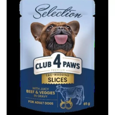 CLUB 4 PAWS Premium Plusz Alutasakos Válogatás Marhahússal és Zöldséggel zselében 85g kutyaeledel