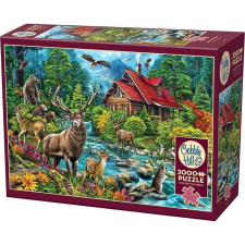 Cobble Hill 2000 db-os Puzzle - Red-roofed Cabin (49016) (0625012490160) puzzle, kirakós