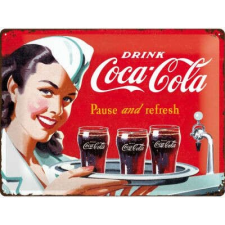  Coca Cola Werbeschild – mit Kellnerin im 50ies Style Fémtábla dekoráció