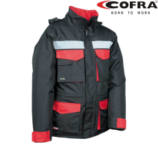 COFRA Gust Bélelt Téli Ripstop Munkáskabát Fekete/Piros - 3XL