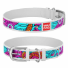 Collar WAUDOG QR Tag bőr nyakörv "Summer" S fehér
