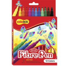 COLOKIT Filctoll készlet, COLOKIT "FibrePen", 12 különböző szín filctoll, marker