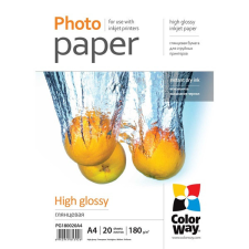 ColorWay Fotópapír, magasfényű (high glossy), 180 g/m2, A4, 20 lap fotópapír