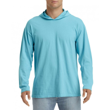 Comfort Colors Uniszex póló Comfort Colors CC4900 Felnőtt Hosszú Ujjú Kapucnis vastag póló -2XL, Lagoon Blue férfi póló