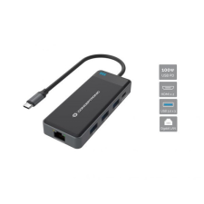 Conceptronic DONN14G 7-in-1 USB 3.2 Gen 1 Docking Station Grey laptop kellék