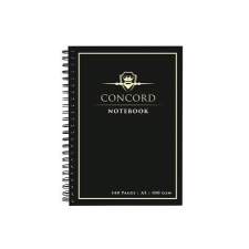  CONCORD Spirálfüzet, A5, vonalas, 70 lap, CONCORD, fekete füzet