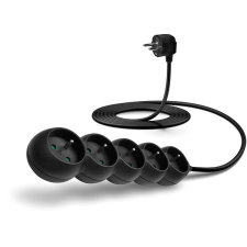 Connect IT hosszabbító 230 V, 5 aljzat, 3 m, fekete kábel és adapter