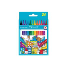 Connect Rostirón, filctoll készlet, Connect, kerek test, 24 klf. szín (CONNECT_305597) filctoll, marker