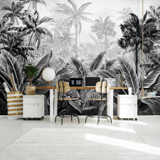 Consalnet Fekete fehér dzsungel mintás fotótapéta tapéta, díszléc és más dekoráció