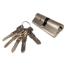 Corbin Cilinder zárbetét 40+45mm cilinder lapfúrt kulcsokkal, krómozott zár és alkatrészei
