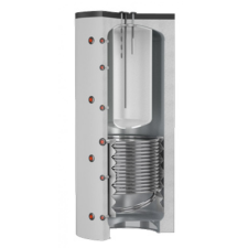 Cordivari Puffertartály 800 liter - benne 190 liter belső tartállyal - 1 hőcserélős puffer tartály fűtési melegvíz tárolásra és használati melegvíz készítésére vízmelegítő, bojler