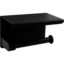 Cornat WC-papírtartó polccal, fekete, 3M ragasztó /csavarok fürdőszoba kiegészítő