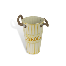 Corolla Exp-Imp. Kft Bordázott bádog váza krém 15x25cm dekorációs kellék