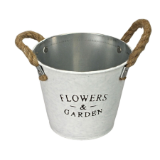 Corolla Exp-Imp. Kft Fehér bádog kaspó 14x12cm dekorációs kellék