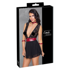 Cottelli Collection Cottelli Bondage - nyakpántos csipkés babydoll (fekete) babydoll