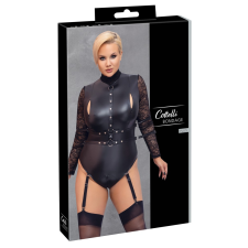 Cottelli Collection Cottelli Bondage Plus Size - csipkésujjú body (fekete) body