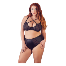 Cottelli Collection Cottelli Plus Size - keresztpántos melltartó és alsó (fekete) body