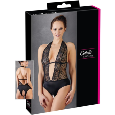 Cottelli Collection Csipkés, nyakpántos body - fekete bugyi, női alsó