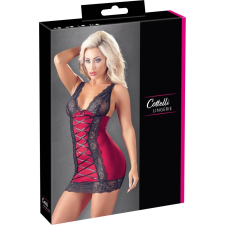 Cottelli Collection Exkluzív fűzős csipkés ruha - piros/fekete bugyi, női alsó
