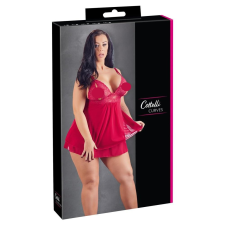 Cottelli Plus Size - csipkés, lenge babydoll (piros) babydoll