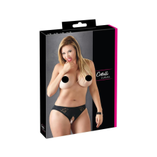 Cottelli Plus Size - csipkés, nyitott alsó (fekete) bugyi, női alsó