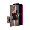 Cottelli Plus Size - fényes ruha piros fűzővel (fekete)