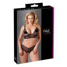 Cottelli Plus Size - finom csipke melltartó szett (fekete) bugyi, női alsó