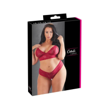 Cottelli Plus Size - puha csipke melltartó szett (piros)