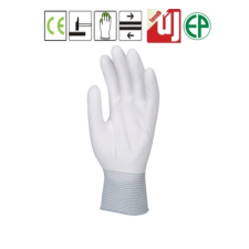 Coverguard 6016-21 FEHÉR PRECÍZIÓS POLIÉSZTER munkavédelmi KESZTYŰ, PU MÁRTOTT TENYÉRREL, szerelőkesztyű védőkesztyű