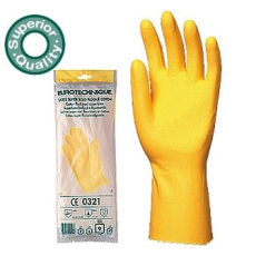 Coverguard Háztartási és munkavédelmi kesztyű, sárga, természetes latex, pamutbolyhozott belső, 30 cm hosszú (5027-5030)