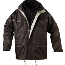 Coverguard Isa munkavédelmi kabát fekete színben, fényvisszaverő díszcsíkokkal munkaruha
