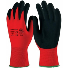 Coverguard Kesztyű mártott latex textil kézháttal fekete/piros 8 védőkesztyű