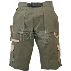Coverguard Rövidnadrág bermuda a derékpántnál gumibetéttel és hét zsebbel sötétzöld/homok L
