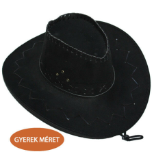Cowboy, velúr kalap, fekete, gyerek jelmez