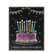 CQ-73 Kft. Ajándék tasak Boldog születésnapot fekete - 23x32x12,5cm dekorációs kellék