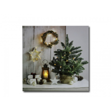 CQ-73 Világító ledes falikép karácsonyi dekoráció 30 cm x 30 cm grafika, keretezett kép