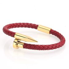  Crafted bőr karkötő vörös/arany karkötő