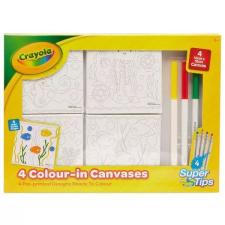 Crayola : Vászonkép tengeri mintákkal, színezőfilccel, 12 x 12 cm - 4 db-os kreatív és készségfejlesztő