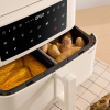 Create Air Fryer Dual, 10 literes űrtartalom, olajmentes, 10 program, állítható hőmérséklet 50-200°C, 60 perces időzítő, érintőképernyő, automatikus kikapcsolás, hangjelzés, ergonomikus fogan